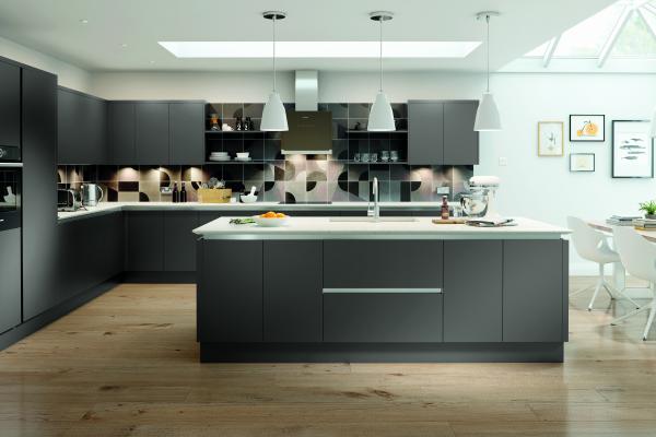 True handleless German style matt kitchen in Anthracite Get this kitchen for just £7,380