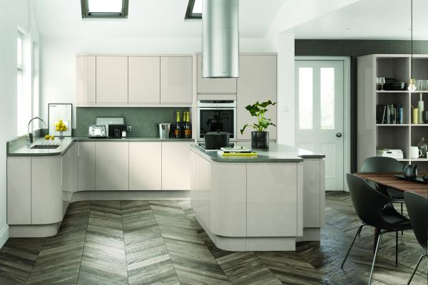 Handless white gloss kitchen Get this kitchen for £6,900